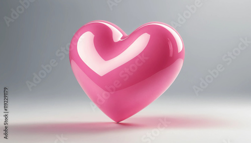 Wallpaper Mural  Glossy pink 3D heart on a reflective surface, symbolizing love, affection, and modern artistic design for Valentine's Day themes. Torontodigital.ca