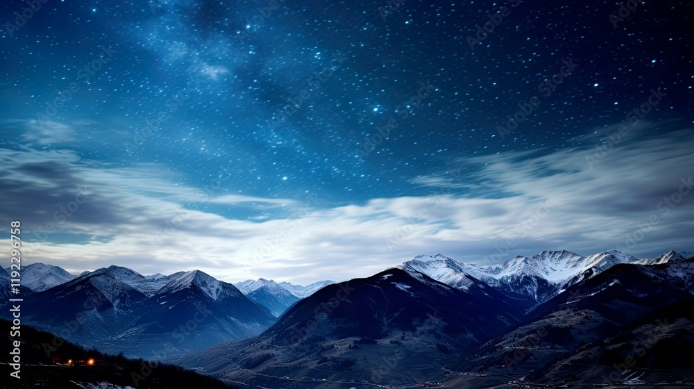 Obraz premium Night landscape with colorful Milky Way&nbsp;Beautiful mountain Starry sky with Milky Way Space background