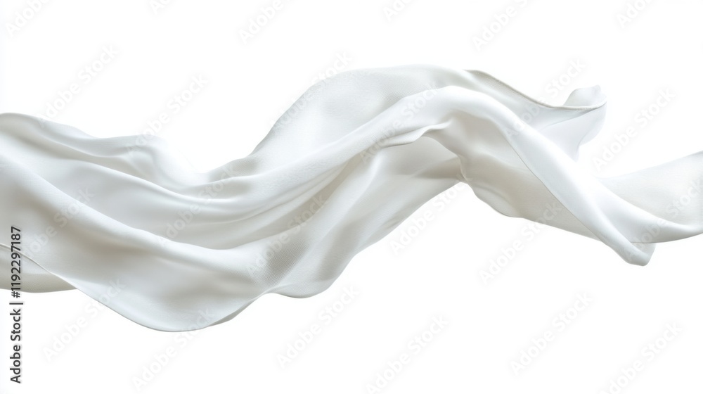 A white fabric with a long, flowing edge A white fabric with a long, flowing edge