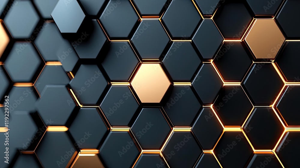 Minimal symmetry concept. A modern hexagonal pattern with black and gold tones for creative backgrounds. Minimal symmetry concept. A modern hexagonal pattern with black and gold tones for creative backgrounds.