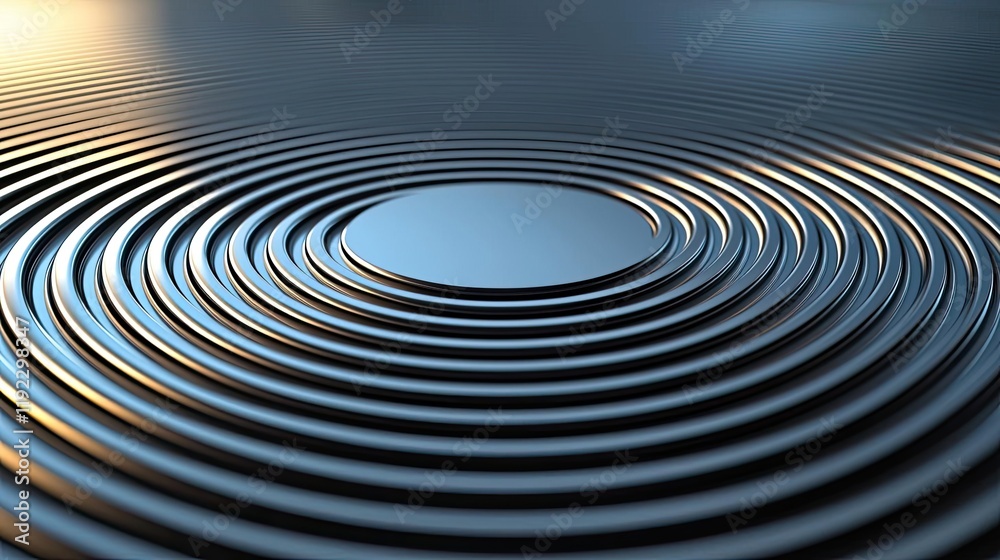 Fototapeta premium Minimal symmetry concept. Abstract ripples on a surface, creating a calming visual effect with metallic hues.