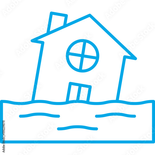 House in Flood icon single vector illustration photo