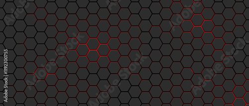 Hexagons honeycomb texture carbon background, Abstract futuristic technological backdrop banner design, Vector illustration.