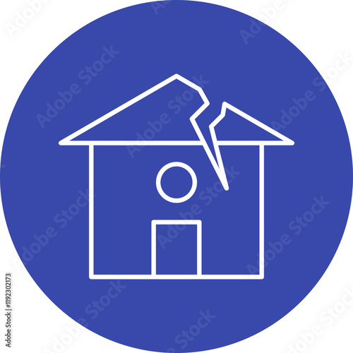 Earthquake Hitting House icon single vector illustration