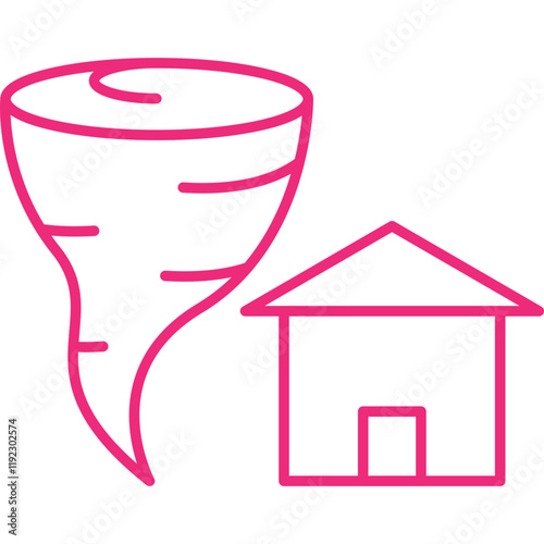Tornado Hitting House icon single vector illustration