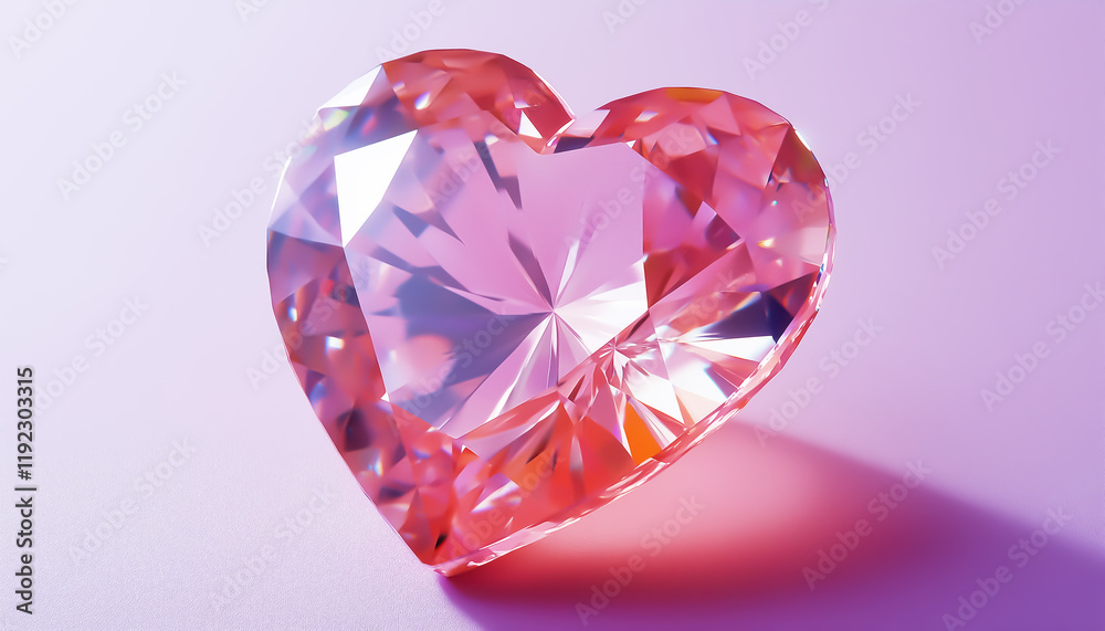A heart shape faceted diamond. Generative AI. A heart shape faceted diamond. Generative AI.