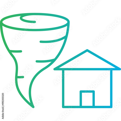 Tornado Hitting House icon single vector illustration