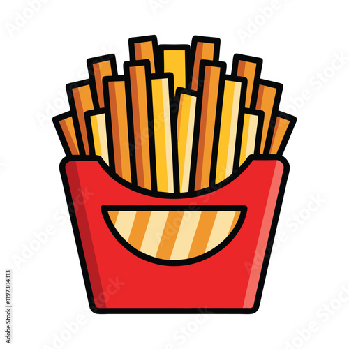 Fries icon vector on White Background ,Vector Art Illustration on white background.