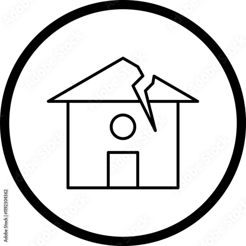 Earthquake Hitting House icon single vector illustration
