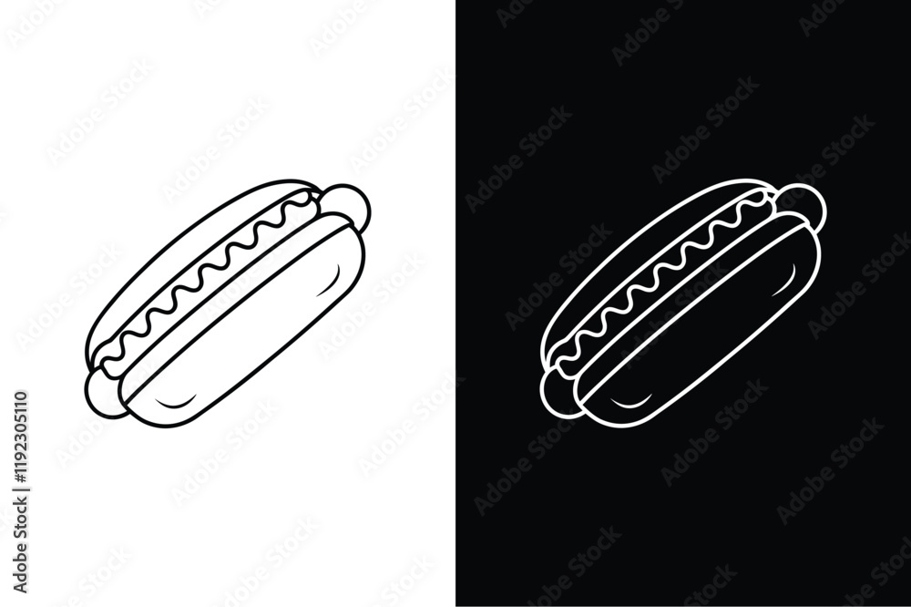 Hot dog icon vector on White Background ,Vector Art Illustration on white background. Hot dog icon vector on White Background ,Vector Art Illustration on white background.