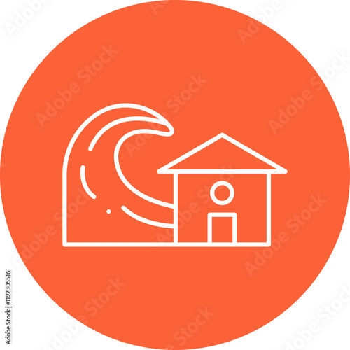 Storm Hitting House icon single vector illustration
