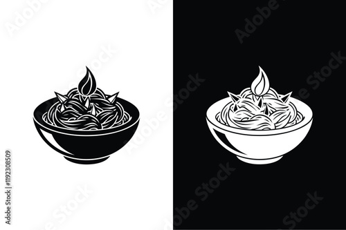 Pad Thai icon vector on White Background ,Vector Art Illustration on white background.