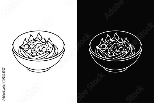 Pad Thai icon vector on White Background ,Vector Art Illustration on white background.