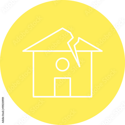 Earthquake Hitting House icon single vector illustration
