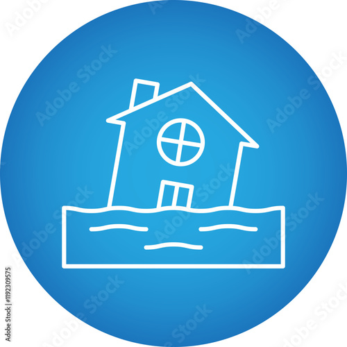 House in Flood icon single vector illustration photo