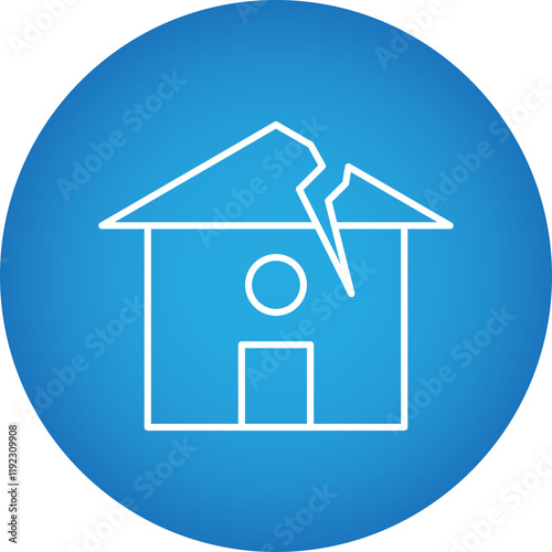 Earthquake Hitting House icon single vector illustration