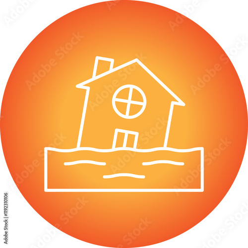 House in Flood icon single vector illustration