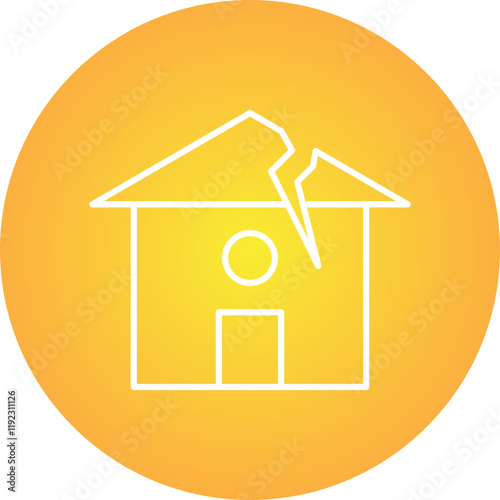 Earthquake Hitting House icon single vector illustration