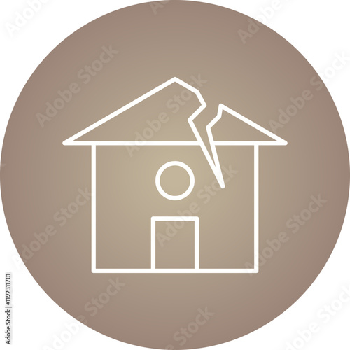 Earthquake Hitting House icon single vector illustration