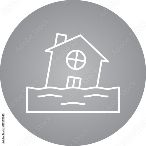 House in Flood icon single vector illustration photo