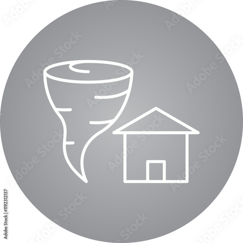 Tornado Hitting House icon single vector illustration