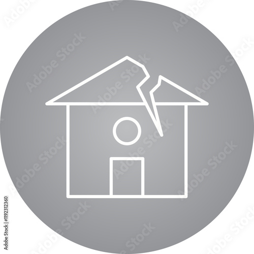 Earthquake Hitting House icon single vector illustration