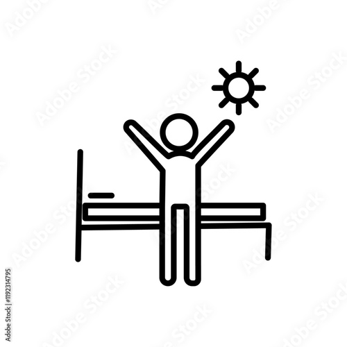 Wake up in the morning icon Thin line art isolated