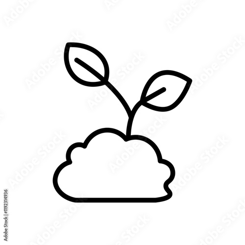 Young sprout icon Thin line art isolated