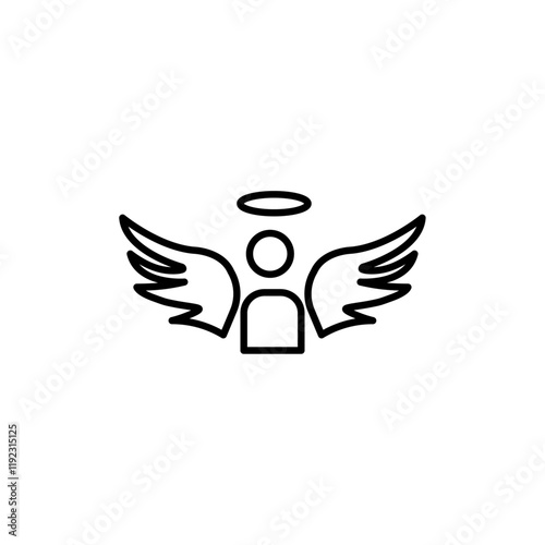 Angel icon Thin line art isolated
