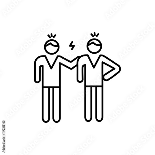 Angry people conflicts icon Thin line art isolated