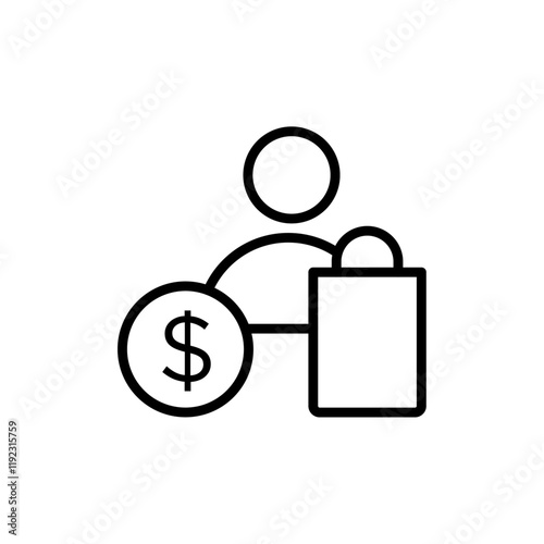 Buyer, shopper icon Thin line art isolated