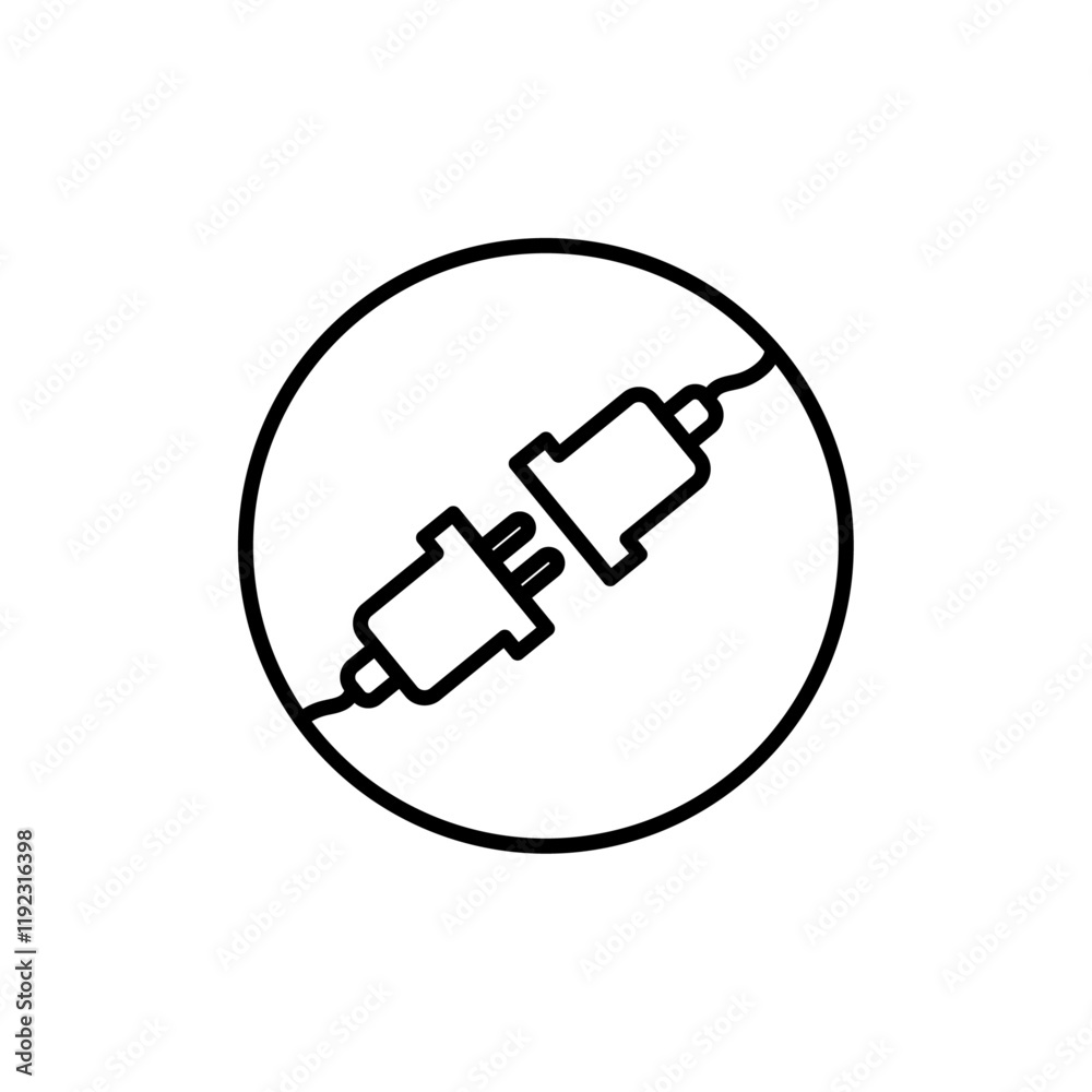 Connect plug icon Thin line art isolated Connect plug icon Thin line art isolated