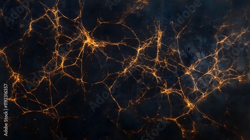 Dynamic electric neuron network visualization digital art abstract background dark environment close-up view conceptual energy