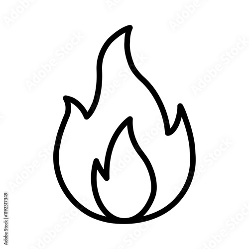 Fire flame icon Thin line art isolated