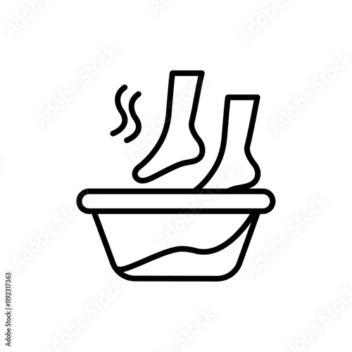 Foot Soak icon Thin line art isolated