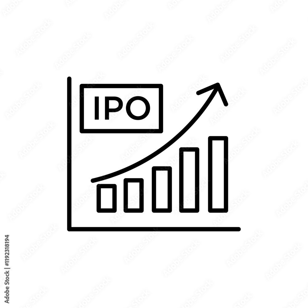 IPO Initial public offering icon Thin line art isolated IPO Initial public offering icon Thin line art isolated