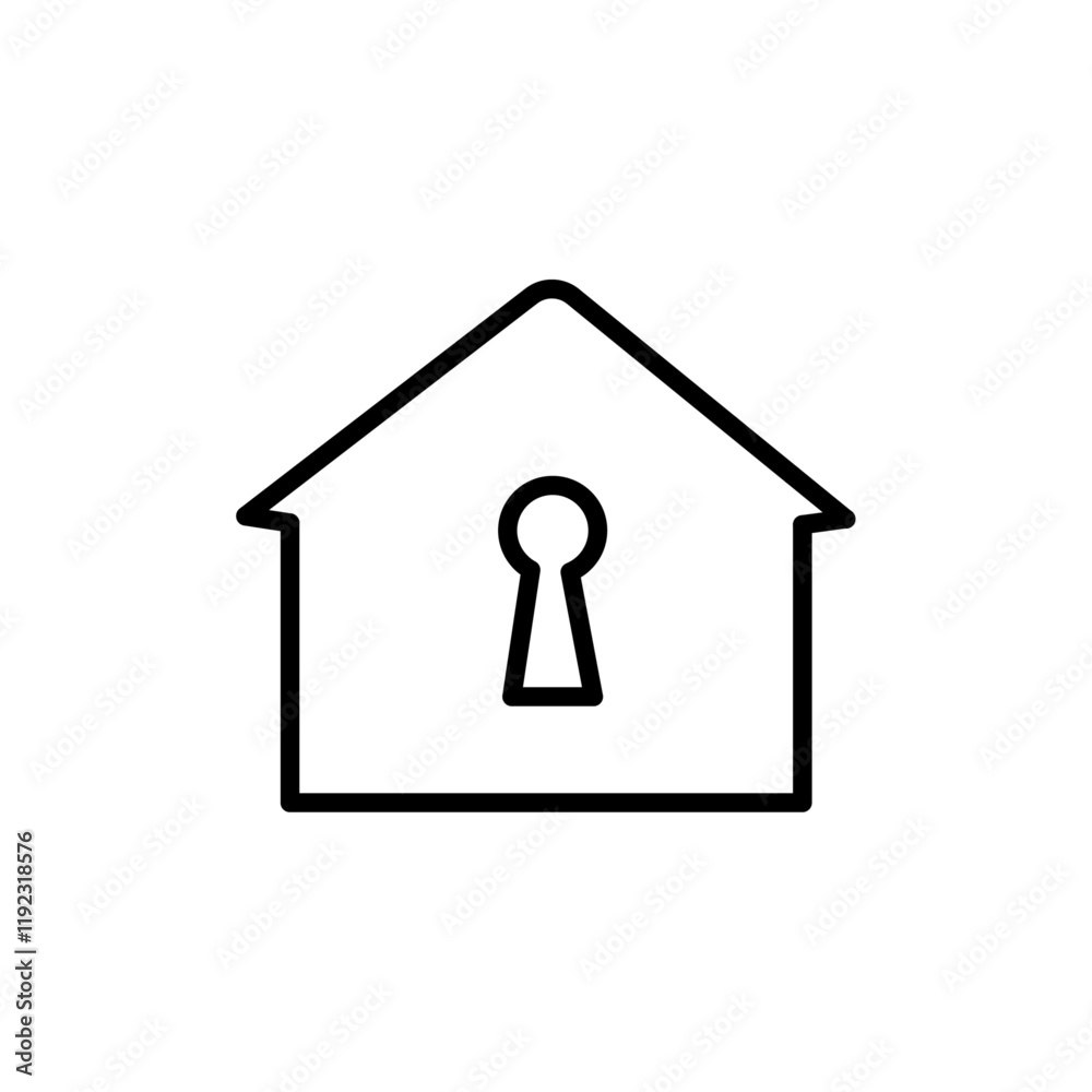 lock home icon Thin line art isolated lock home icon Thin line art isolated