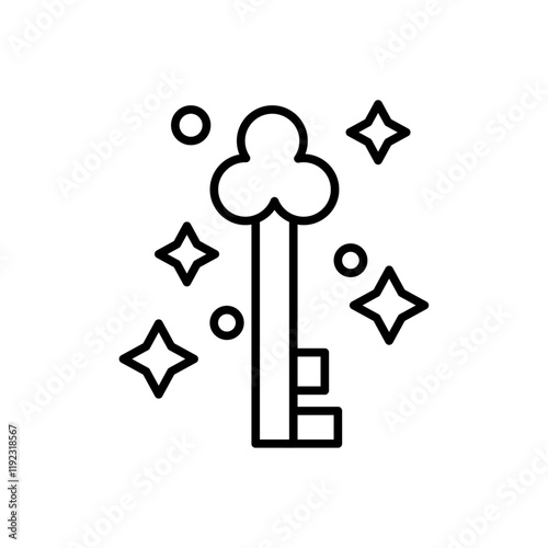 Magic Key icon Thin line art isolated