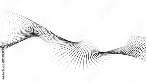 Futuristic wave of black smoothly moving dots on a white background. Vector EPS10
