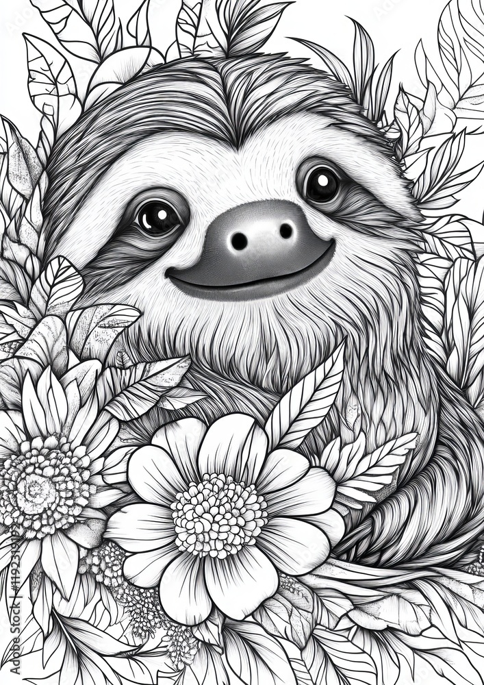Fototapeta premium Sloth Coloring Pages