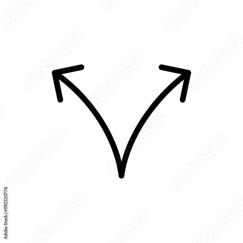 Separating arrow in two part icon Thin line art isolated