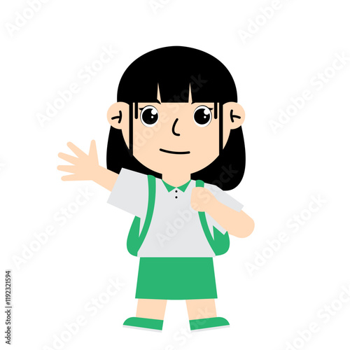 Female Student Using Uniform with Backpack 