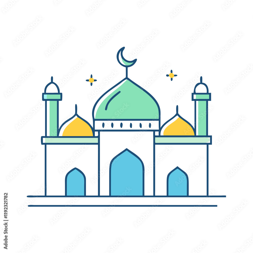 Fototapeta premium mosque vector icon, mosque vector illustration - simple illustration of mosque, perfect for mosque logos and icons
