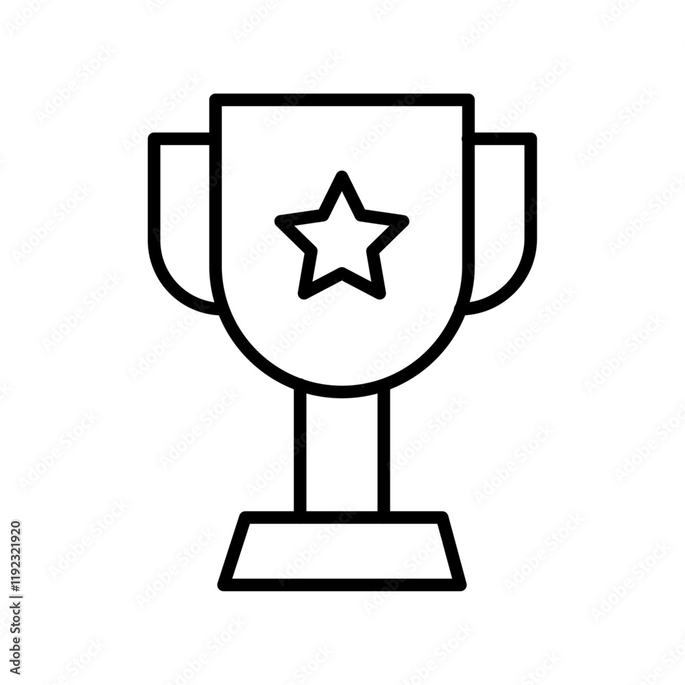 Trophy cup with star icon Thin line art isolated Trophy cup with star icon Thin line art isolated