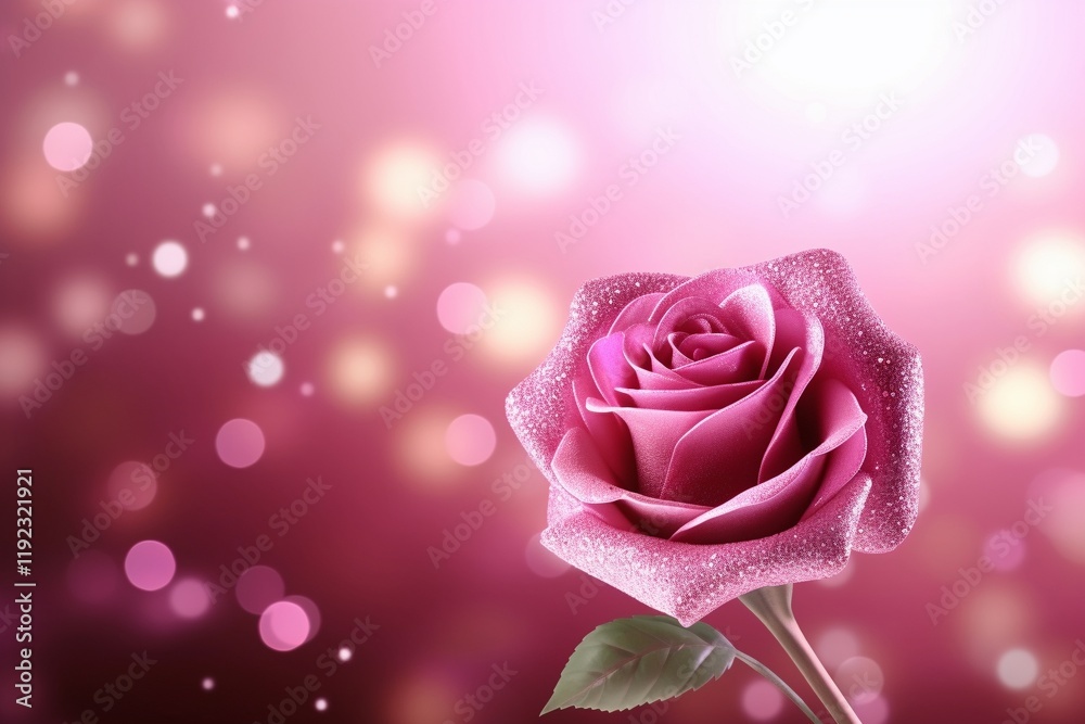 Rose in banner template on abstract and bokeh background Rose in banner template on abstract and bokeh background