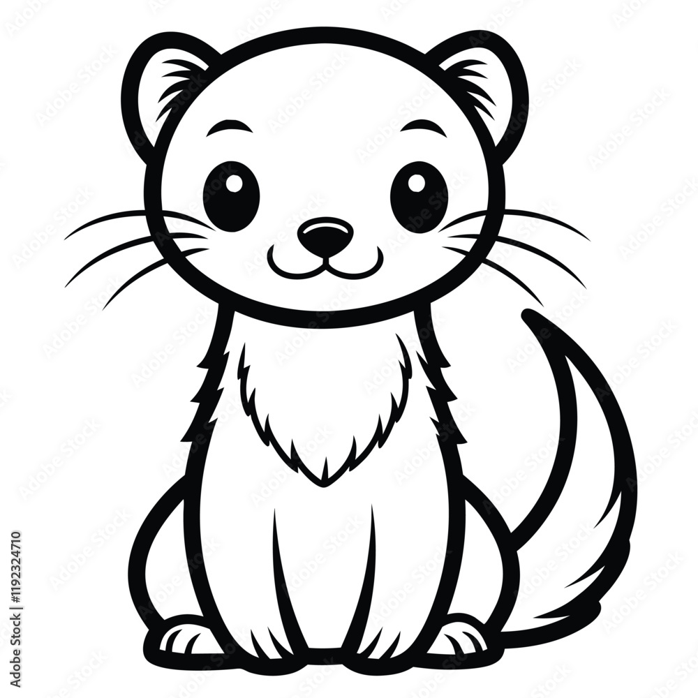 Obraz premium cute ferret vector black silhouette