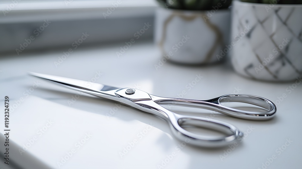 Cutting edge techniques scissors on marble surface still life photography indoor close-up precision cutting