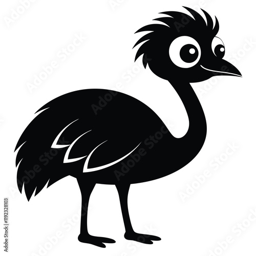 cute emu vector black silhouette 