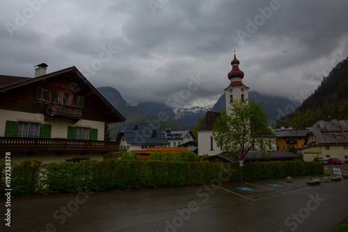 Townscape of Ischgl a town in the Paznaun Valley province of Tyrol Austria photo