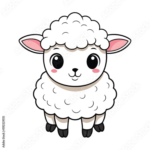  cute sheep flat black vector 